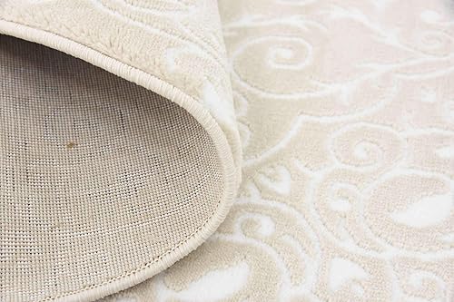 Miniatura 8 de Unique Loom Rushmore Collection Adams - Alfombra redonda de 5 pies, color beige y marfil