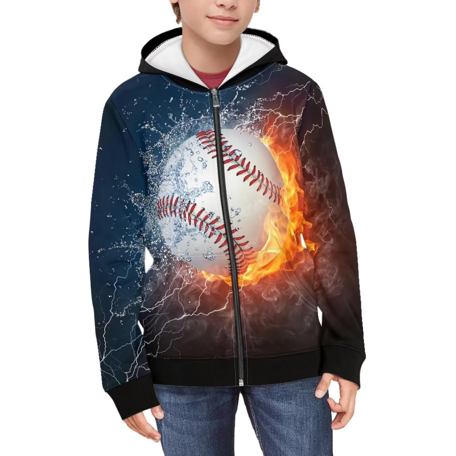 Suobstales Kids Soft Zip-Up Hoodie for Boys 6-16 Years Hooded Sweatshirt Fall Cardigan Jacket with Pockets