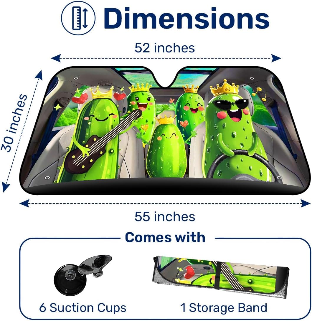 GENANY Pickle Windshield Sun Shade 55 x 30 Inch image 2