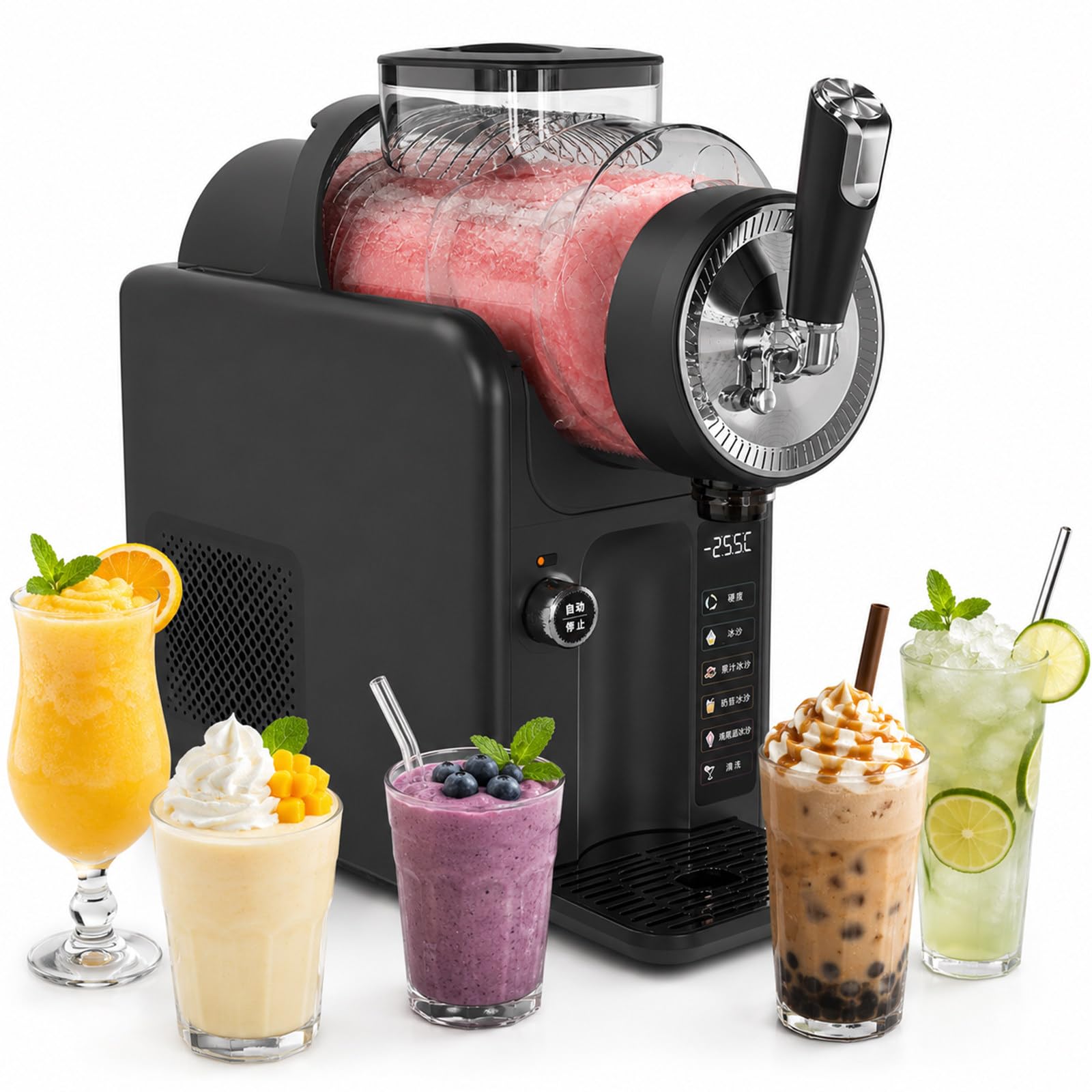JIYINGHUI Slushy Machine for Home,Maker No Ice Needed, 2L with Self-Cleaning,185W All-Copper Motor,5 Preset for Soft Serve Ice Cream, Slushie, Margarita, Frappés, Milkshake Black-NoHolder