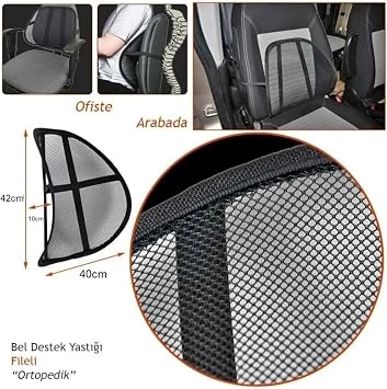 Carub Ergonomik Destek Minderi, Ortopedik Tasarım, Siyah, Araç İçi, Ofis ve Ev Kullanımına Uygun, Bel ve Sırt Desteği