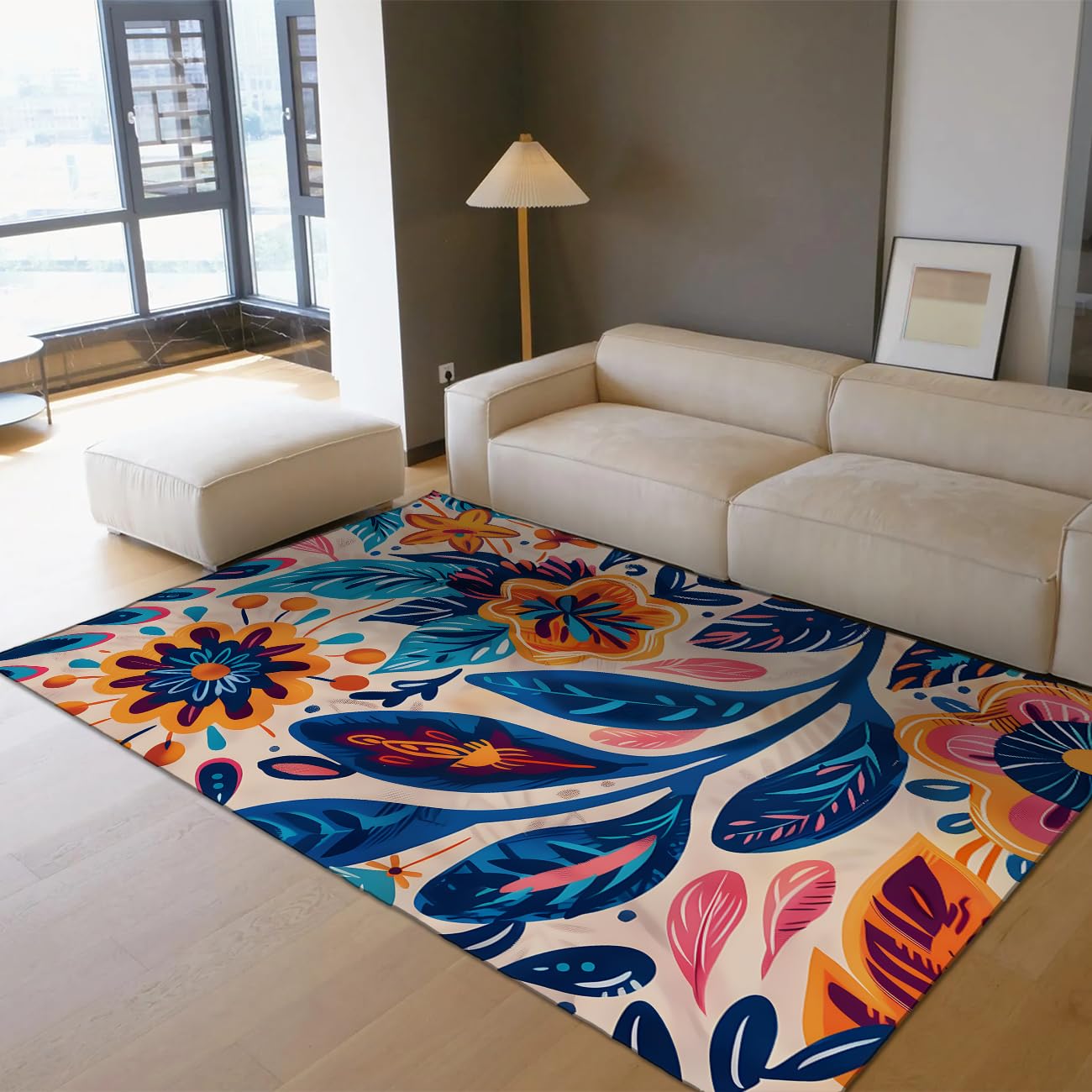 Tapis de salon bohème et doux pour une descente de lit chaleureuse 100x150cm
