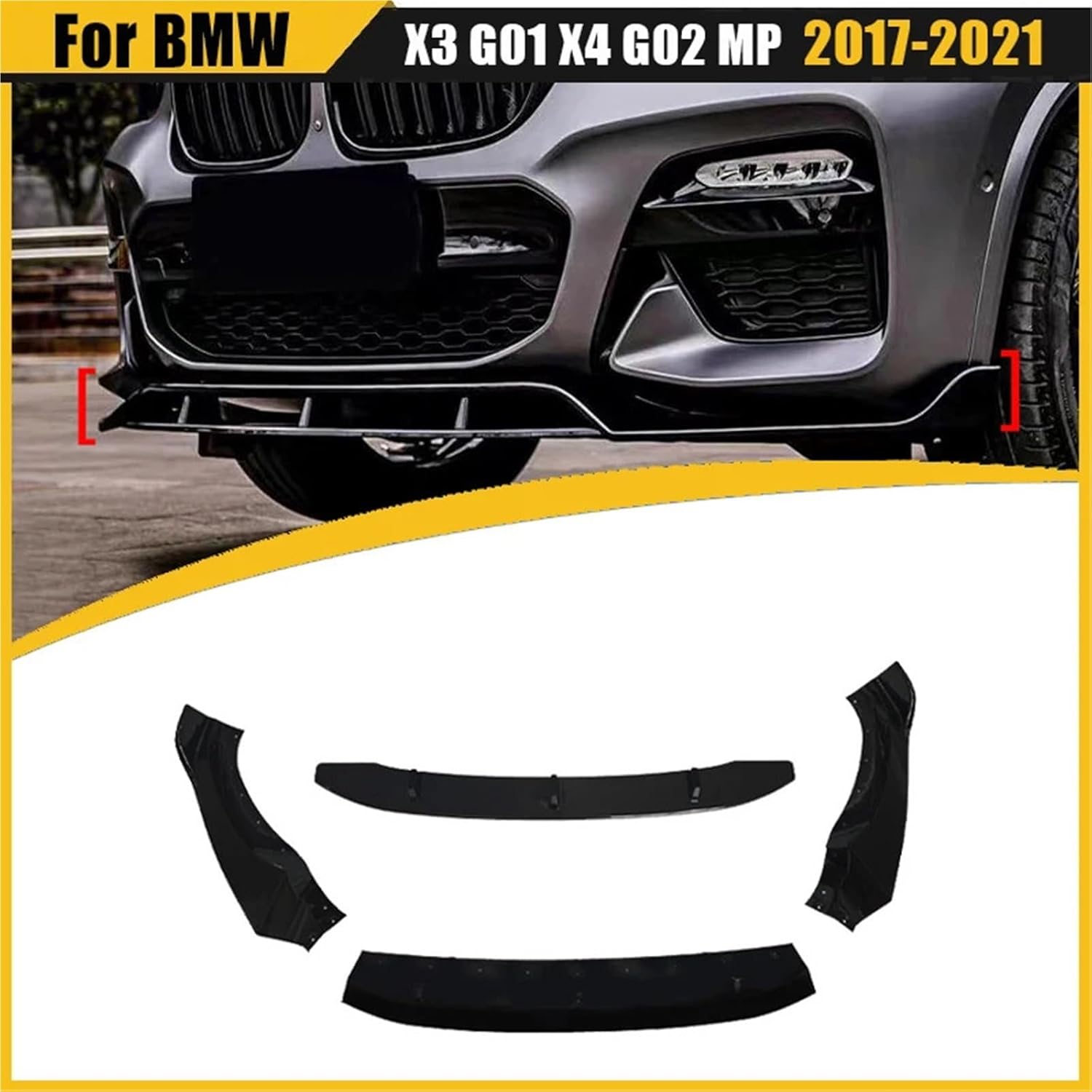 Front Bumper Lip for BMW X3 G01 X4 G02 M40i M40d M-Sport 2017 2018 2019 2020 2021 Spoiler Splitter Bodykit Tuning Deflector