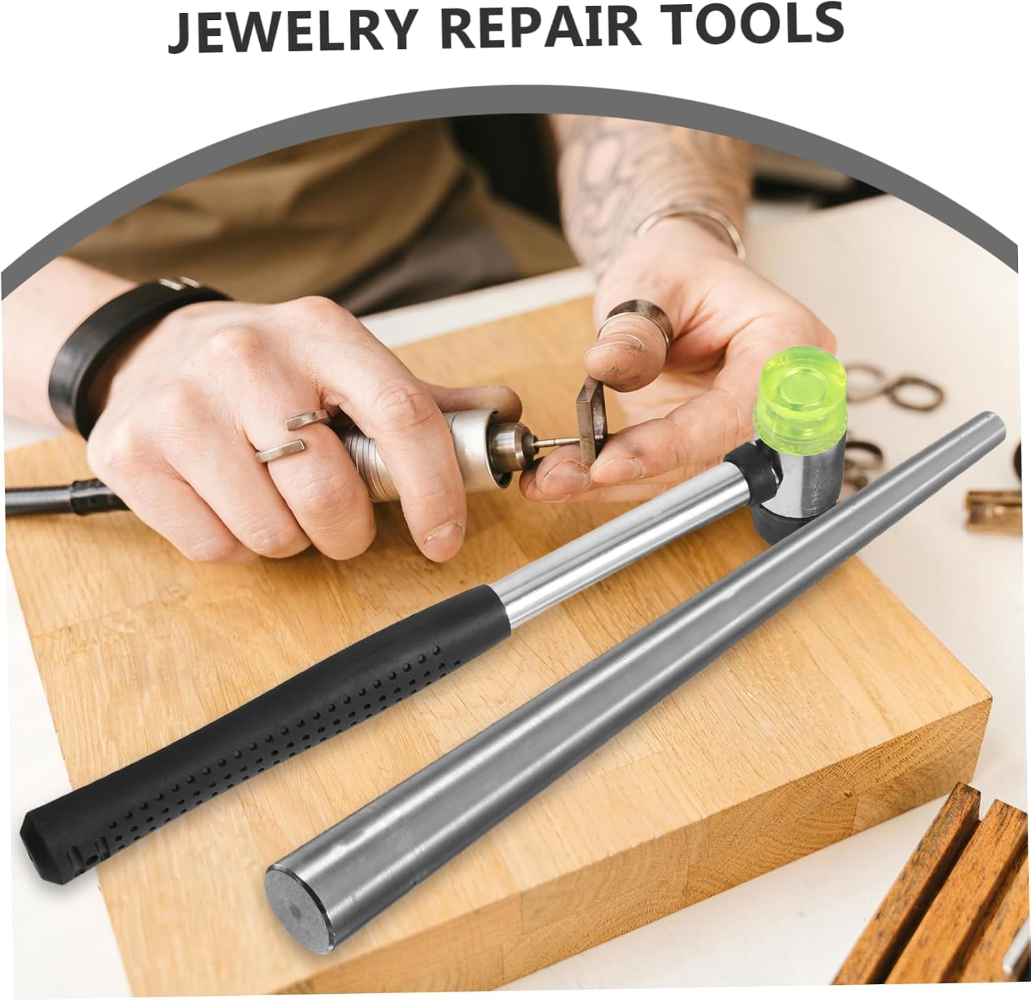 Jewelry Hammer Stainless Steel Ring Mandrel Set Resizing Tool for Precise Ring Repair Smooth Shaping and Effortless Restoration of Various Jewelry