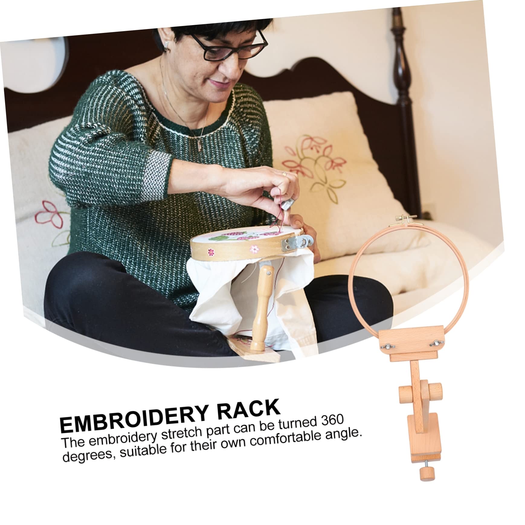 SHINEOFI 360 Soporte de bordado integrado herramienta de bastidor de bordado aros de madera para bordar ferramentas anillos bastidor de bordado redondo aros de punto de cruz