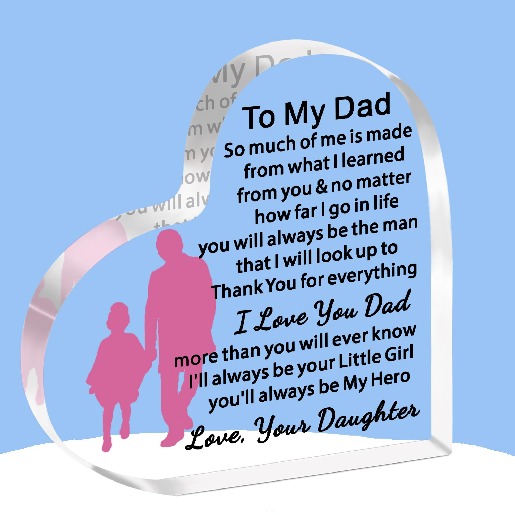 JETTOP Fathers Day Gift from Daugther Dad Gifts from Daughter Gifts for Dad Birthday Christmas Acrylic Plaque Love Dad