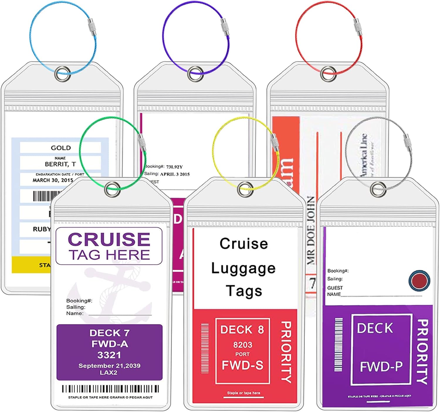 Cruise Luggage Tag Holder, 6 Pcs Luggage Tag for Cruise Ship Essentials, Clear PVC Cruise