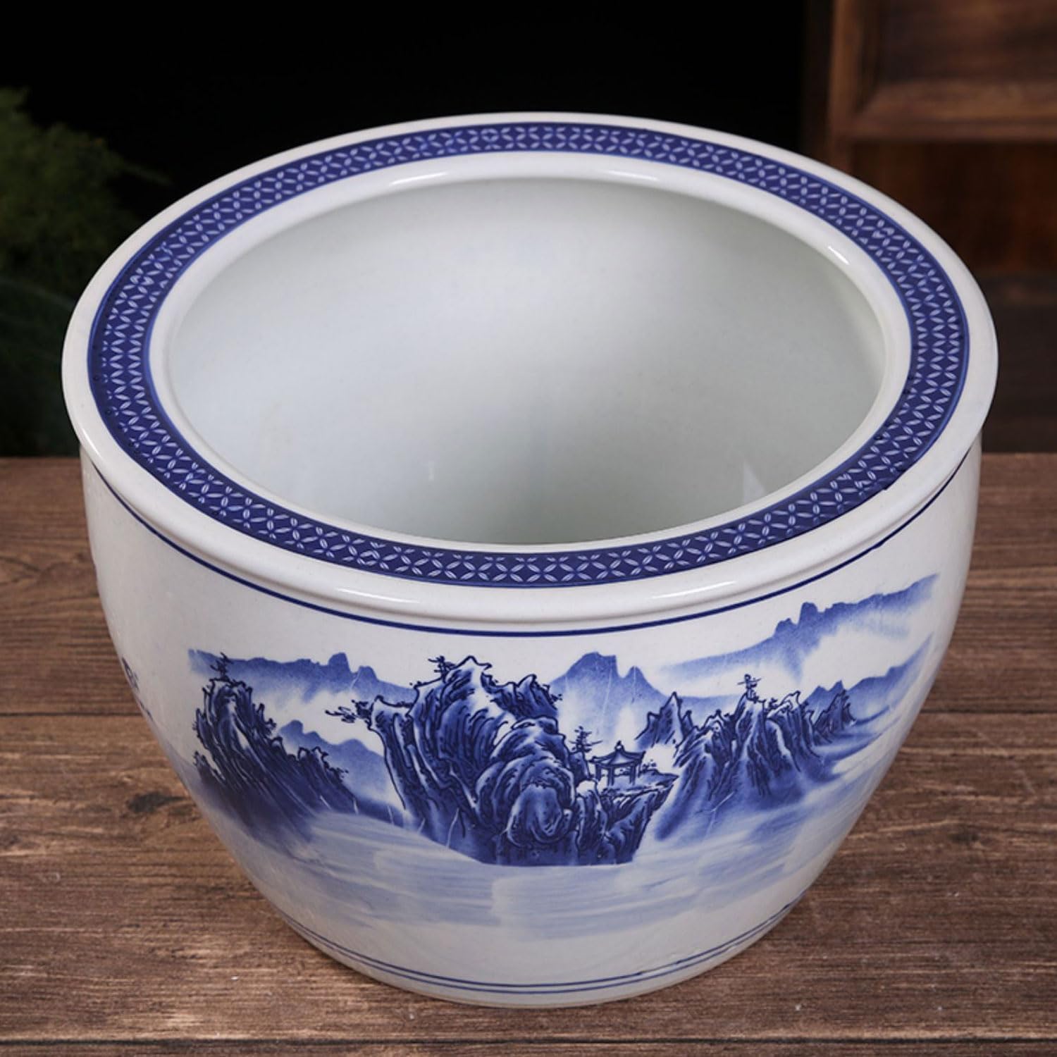 1 zestaw niebiesko-białych porcelanowych doniczek lotosu, dekoracyjne doniczki na kwiaty, pojemniki hydroponiczne, doniczki ceramiczne, doniczki na sukulenty (białe, 30 x 21 cm)