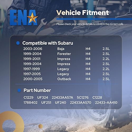 Miniatura 7 de Bobina de encendido con 4 conectores para Subaru 2,2 L, 2,5 L compatible con 22433-AA410 22433-AA570