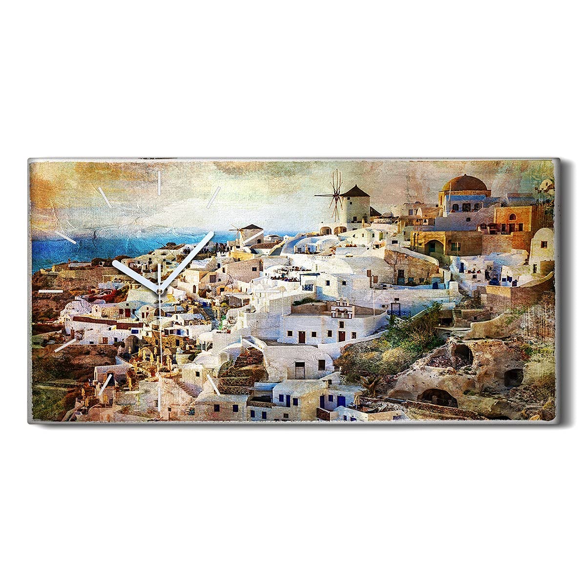Horloge sur Toile Mains Blanches Art Mural City Building Décoration