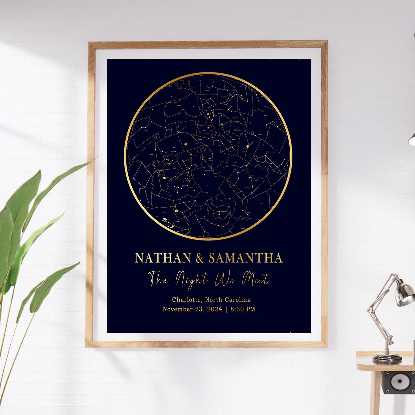 Custom Star Night By Date And Location Decor Sign Print Where We Met Gift, Gift for Him or Her Star Night By Year Anniversary Date, Birthday, Valentine, Christmas Gift for Her Design 1 - Image 3