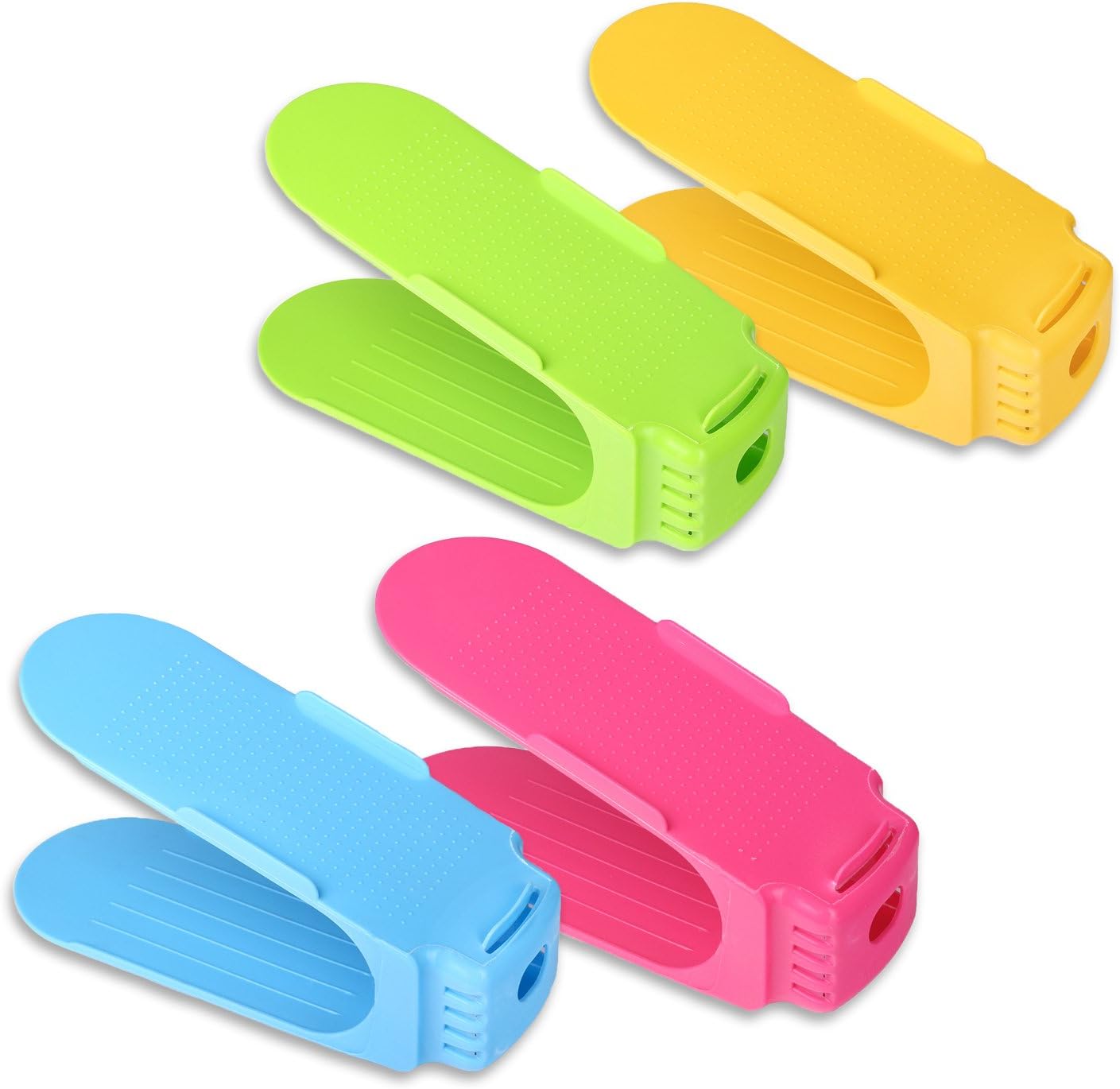 Schramm® 4 pieces shoe stacker shoe holder in 4 colours green, blue