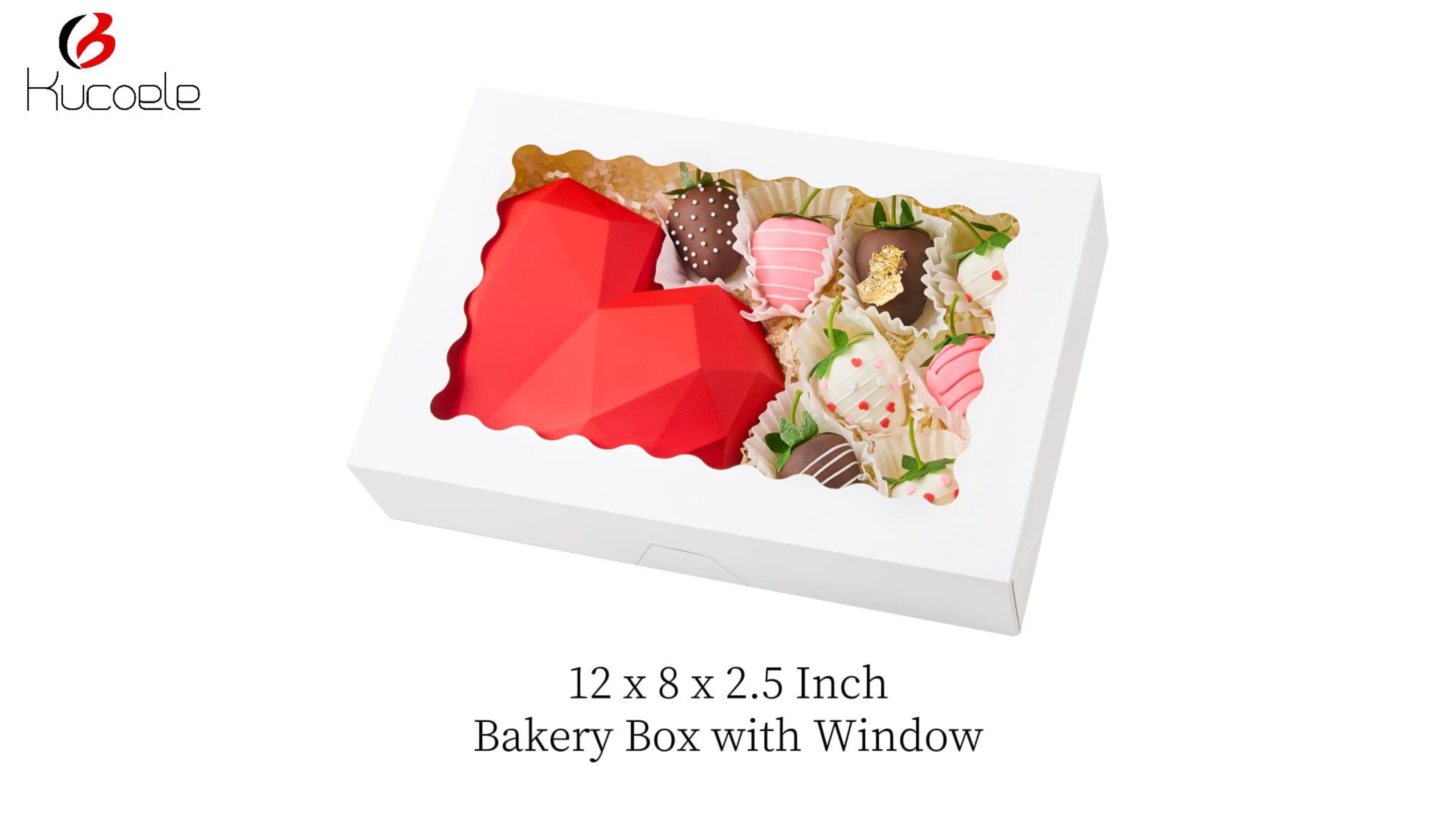 Pcs Bakery Boxes, Inches Cookie Box With Window, White Treat Containers For Small Pie Chocolate Covered Strawberries Cupcake And Easter Pastry
