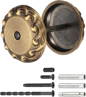 PATIKIL Door Hole Cover Plate 2.2 Inch Zinc Alloy Vintage Round Deadbolt Knob Hole Repair Cover Fits Doors 1-3/16" to 4-3/4" Thick for Hole Filling Decoration, Bronze