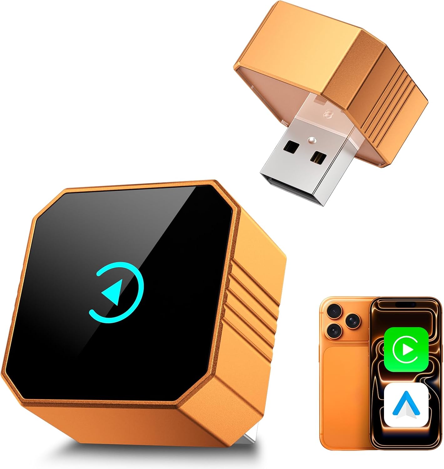 2026 Wireless CarPlay Adapter, 2in1 Mini CarPlay Wired to Wireless with Fast Stable Connection, Plug and Play, Zero Delay Car Play for iPhone iOS 10+, Android 11+