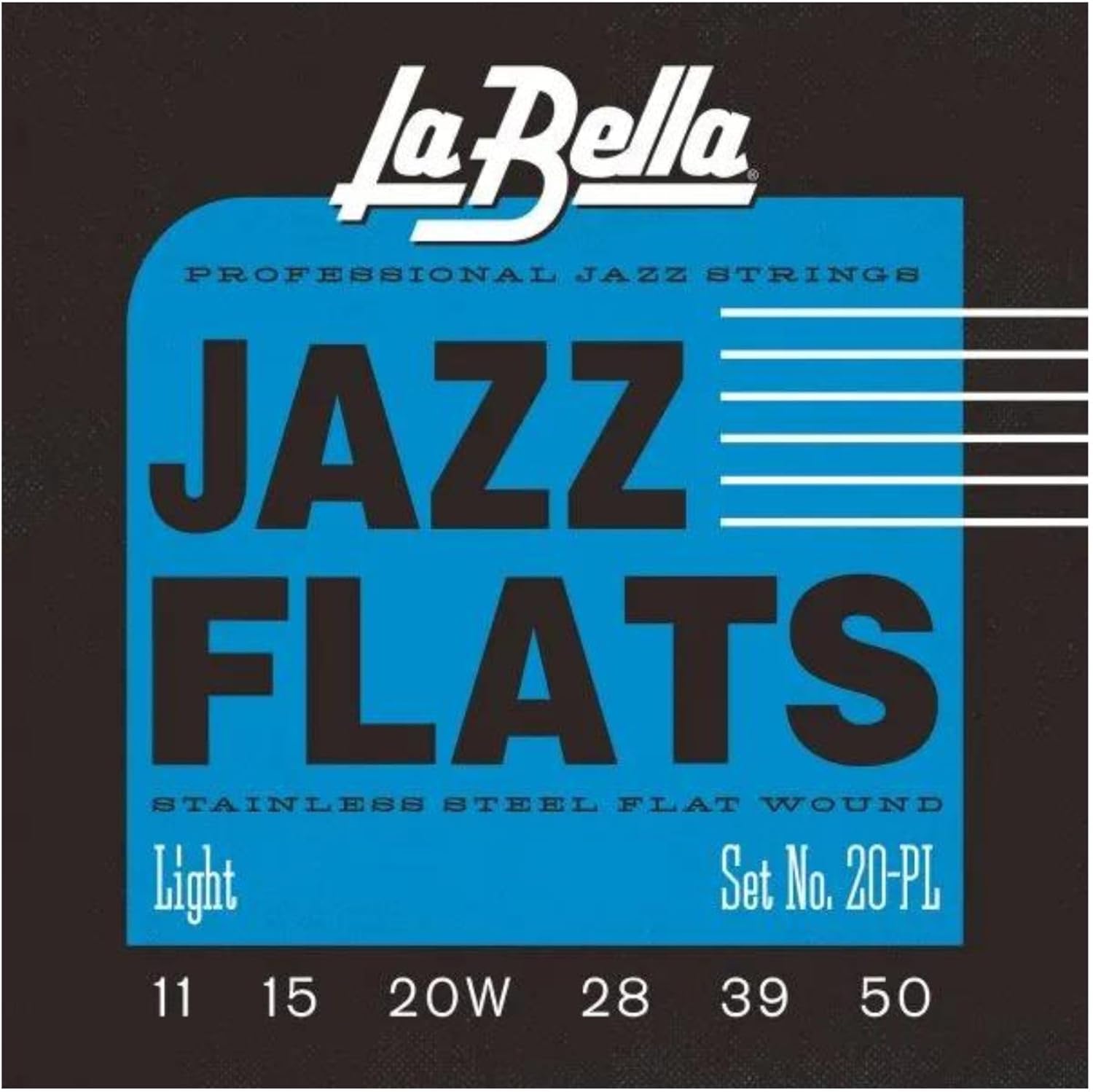 La Bella 20PL Jazz Flats Stainless Steel Flat Wound - Light Electric Guitar String 11-50