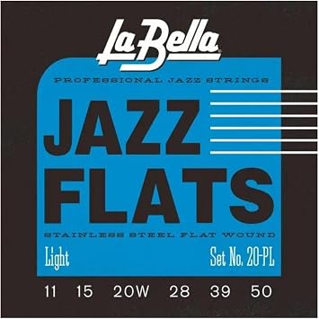La Bella 20PL Jazz Flats Stainless Steel Flatwound Electric Guitar Strings - Light