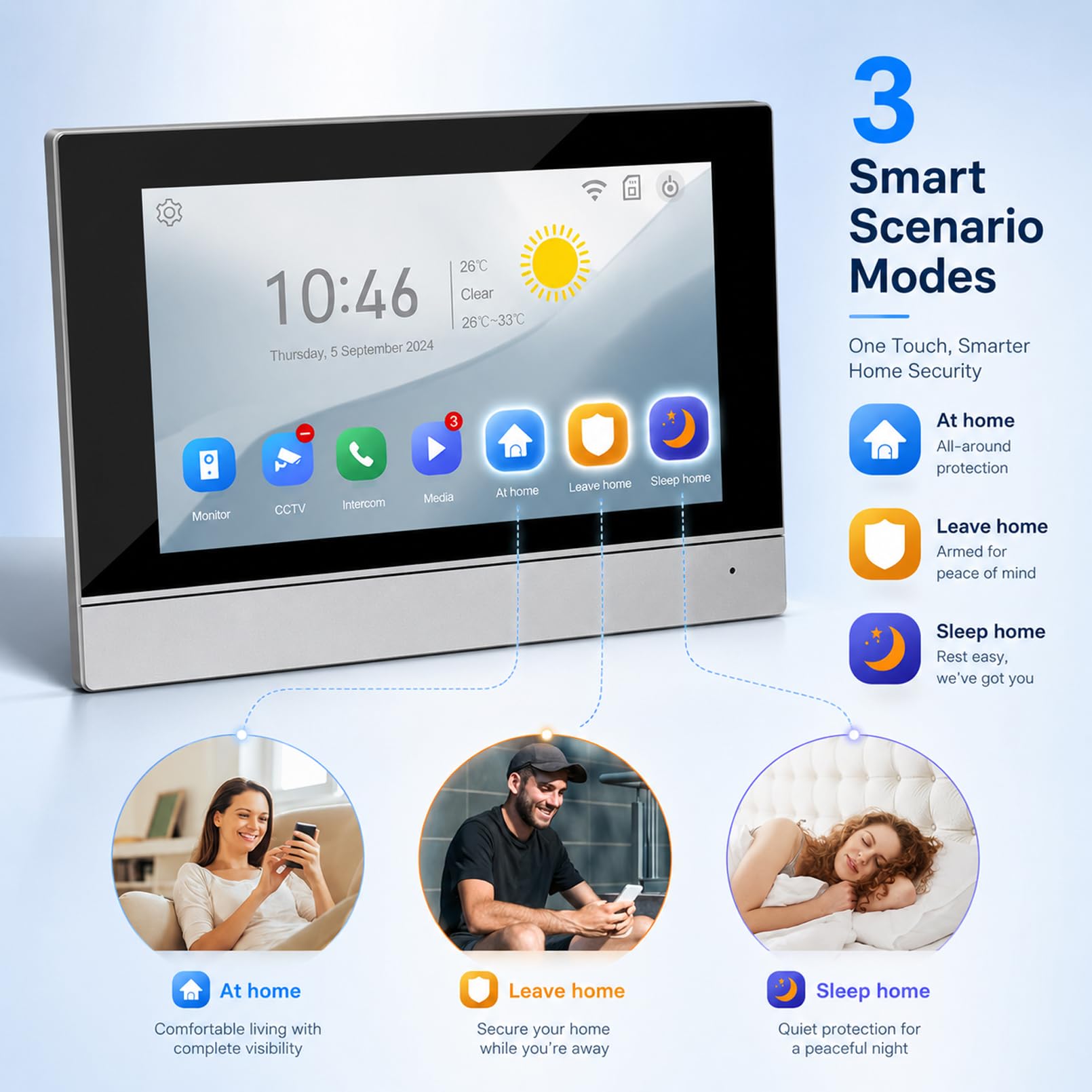 Tuya Sistema Campanello Video WiFi con Cavo,Videocamera da 7 pollici con Monitor 1080HD IR Visione Notturna per Casa Ufficio in Villa
