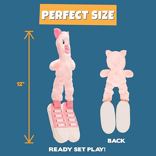 Miniatura 4 de Pet Factory Squeaky Sneakers Bungee Tug - Juguete de peluche para perro, seleccionado al azar, vaca o cerdo, talla única