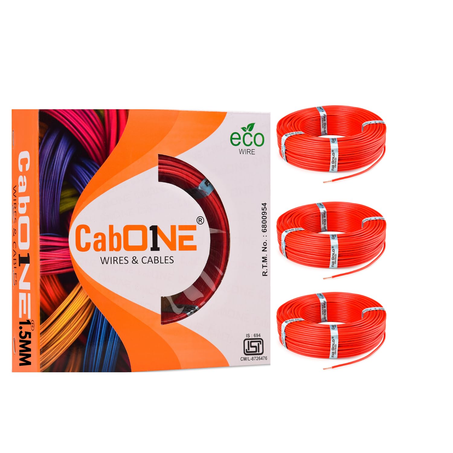 CabONE 1.5 sqmm (PACK OF 3)| heat withstand capacity| No melt-No drip PVC insulation| 1 years product life|85% higher current carrying capacity|90M coil-image-35