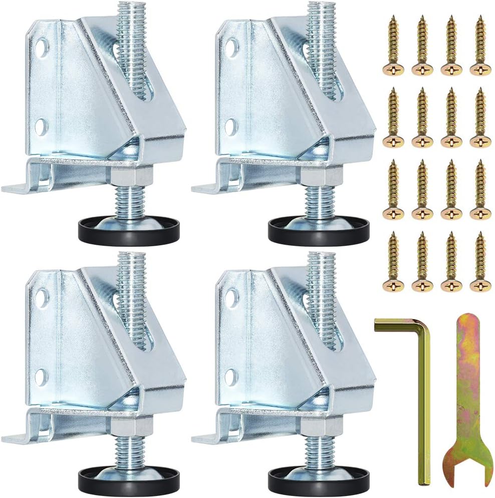 4 Pack Leveling Feet, Heavy Duty Furniture Levelers, Adjustable Table Legs Leveler for Furniture, Table, Cabinets, Workbench, Shelving Units