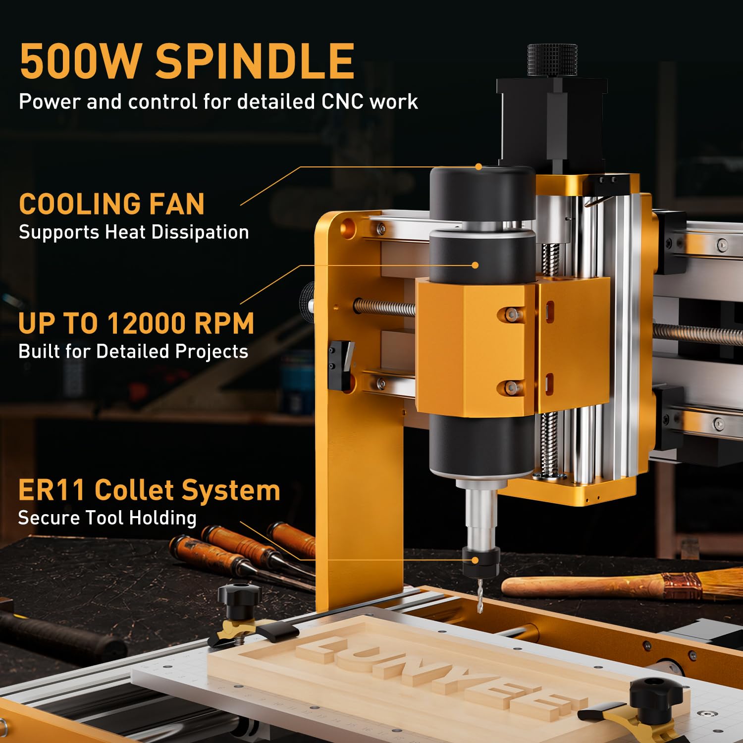 LUNYEE 3018 Pro Ultra 500W CNC Router Machine para madera y metal blando