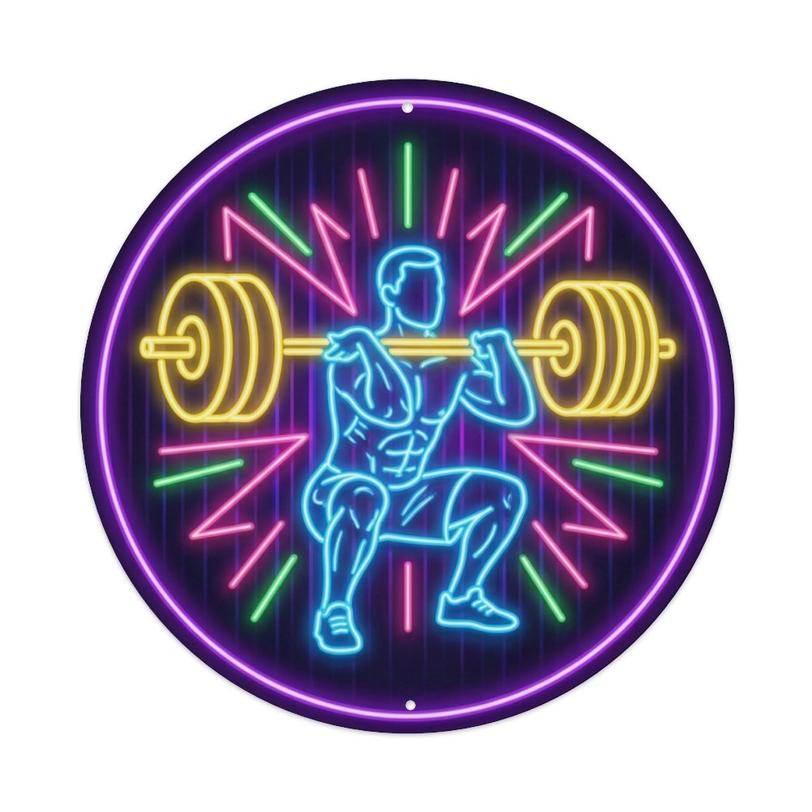 Vintage Faux Neon Gym Retro Bodybuilding Intense Metal Tin Sign