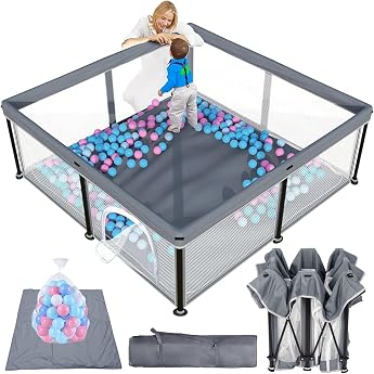 Foldable Baby Playpen with Mattress Indoor 127 x 127 cm