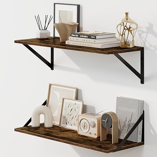 Miniatura 50 de Fun Memories Estantes flotantes para pared, estantes flotantes de 12 pulgadas de profundidad, juego de 2, estante montado en la pared con soportes