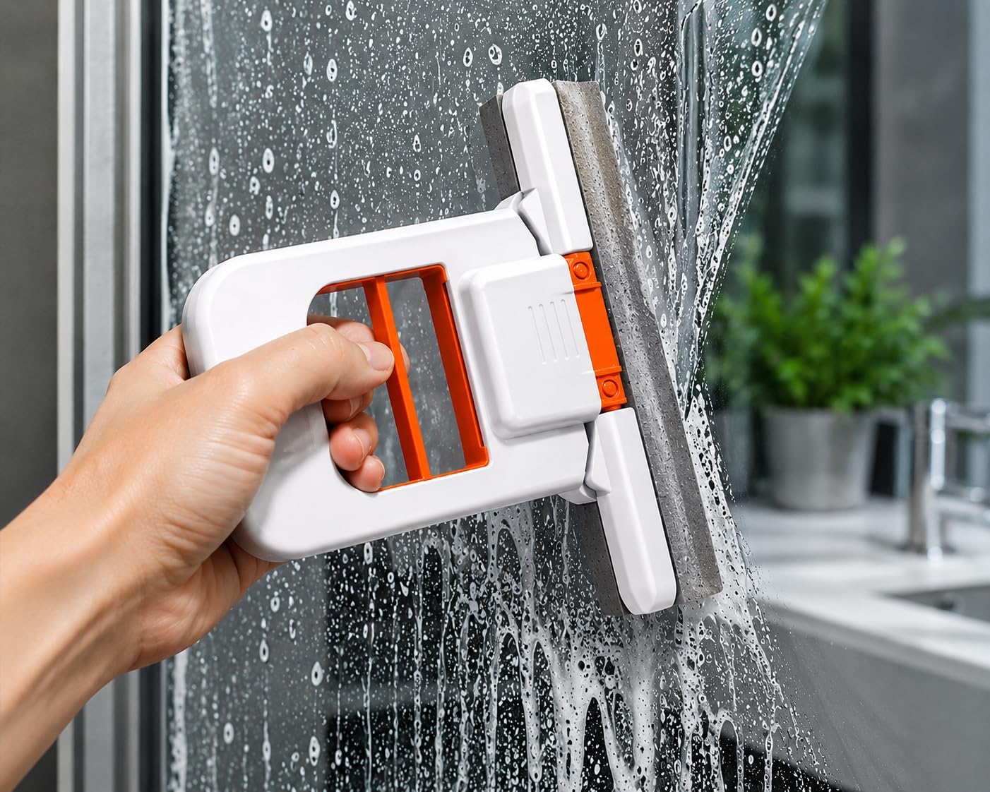 Handheld Mini Foldable Mop & Squeegee – Portable Sponge Cleaner for Kitchen Sink, Bathroom, Window Glass & Floor, Self-Squeezing Mop with Storage Holder