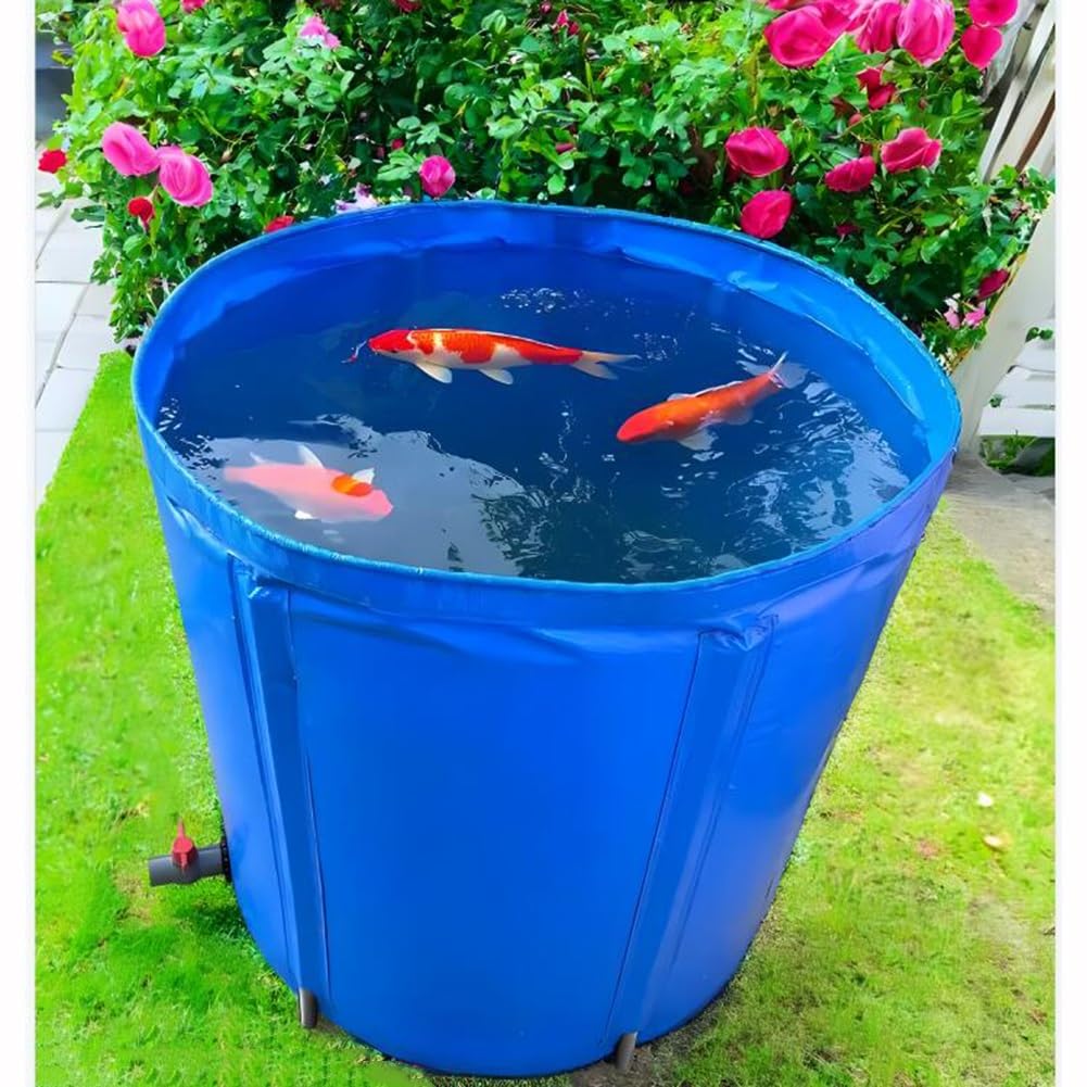 collapsible fish holding tanks Folding Pond 400gsm PVC Canvas, Temporary Water Tank with Grommets for Saltwater Fish, Koi & Turtles Folding & Portable Fish Holding
