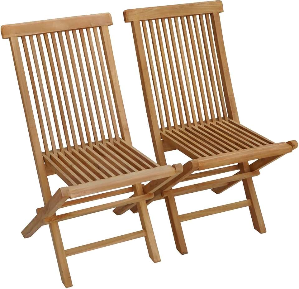 BENEFFITO SALENTO - Lot de 2 Chaises de Jardin Pliantes en Teck Naturel