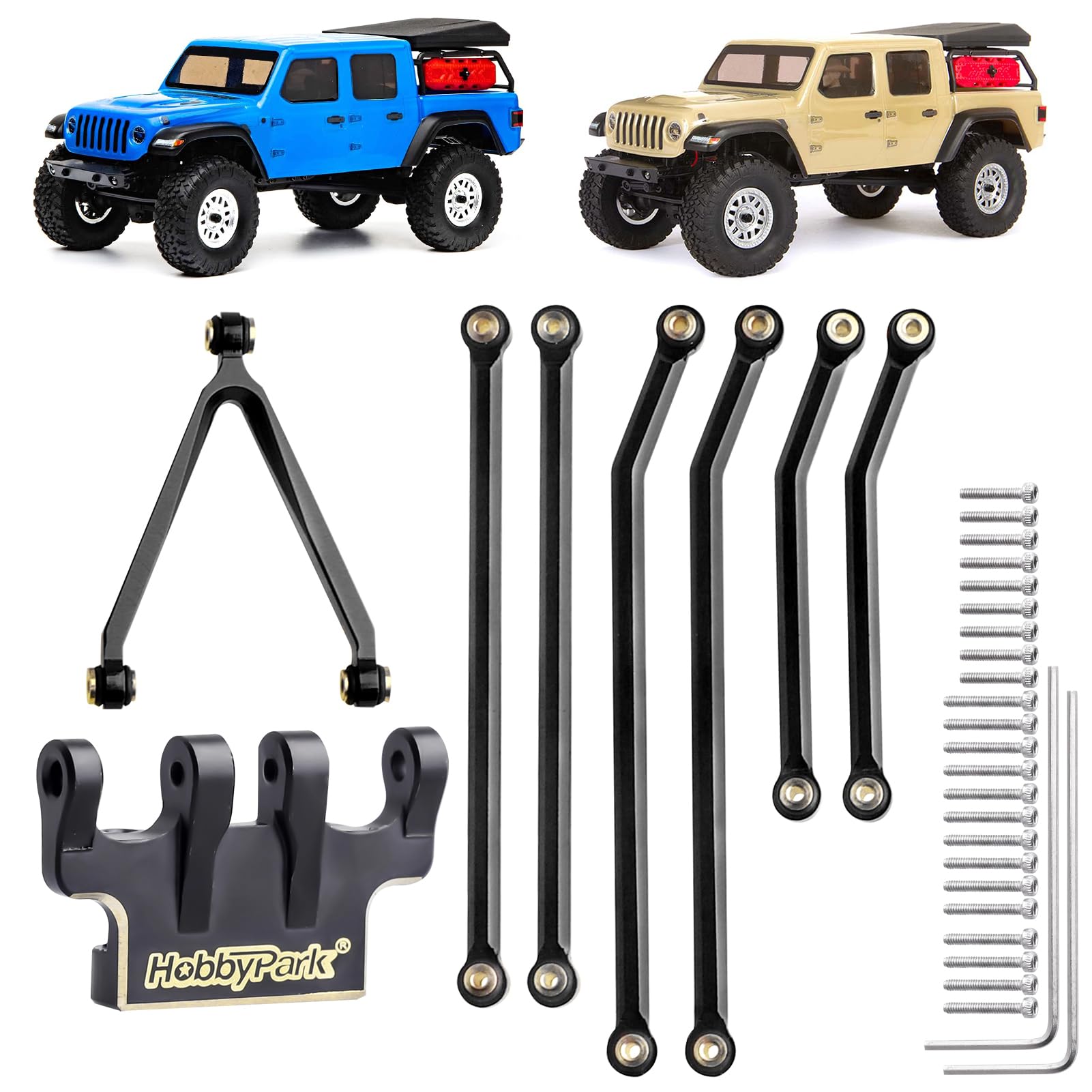 HobbyPark Aluminum High Clearance Links Set Y-Link & Brass Link Mounts for Axial SCX24 Gladiator AXI00005 1/24 Crawler Car Upgrade Parts