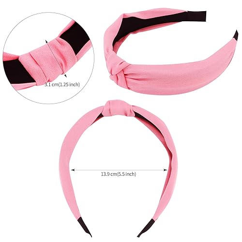 Miniatura 7 de VELSCRUN Paquete de 5 diademas bohemias de seda anudadas de satén, diademas anchas para mujeres, niñas, accesorios de peinado de moda, regalos