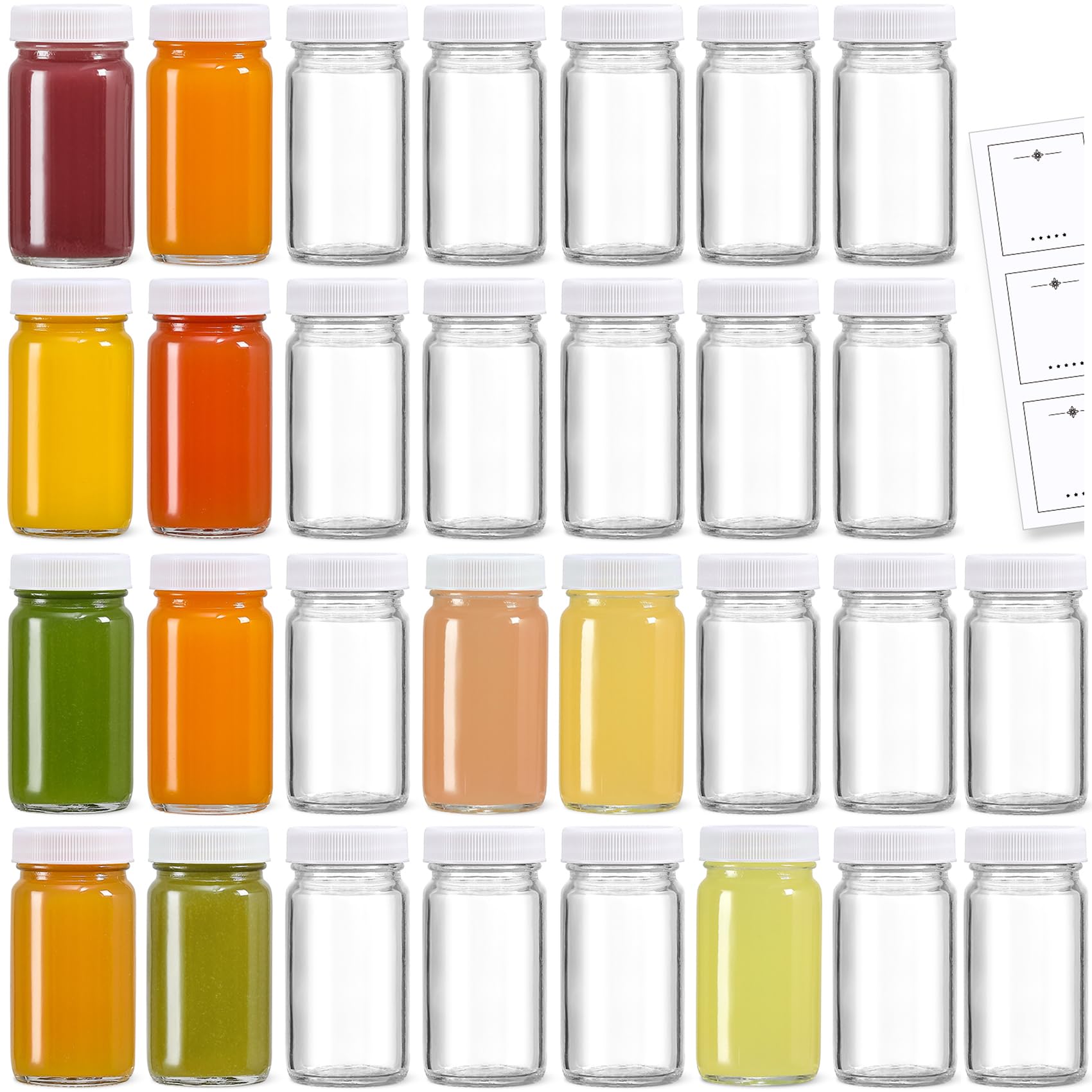 Amazon.com: 30 Pack 2 oz Glass Shot Bottles w/ White Lids & 30