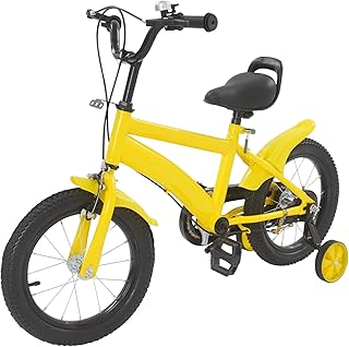 YIYIBYUS 14" Kids Bike, 14 inch Children's Bicycle with Training Wheels Boys Girls Bikes Dual Brake Height Adjustable Child City Rode Bicycles for Children Aged 3-6 Years Old Learning Biking