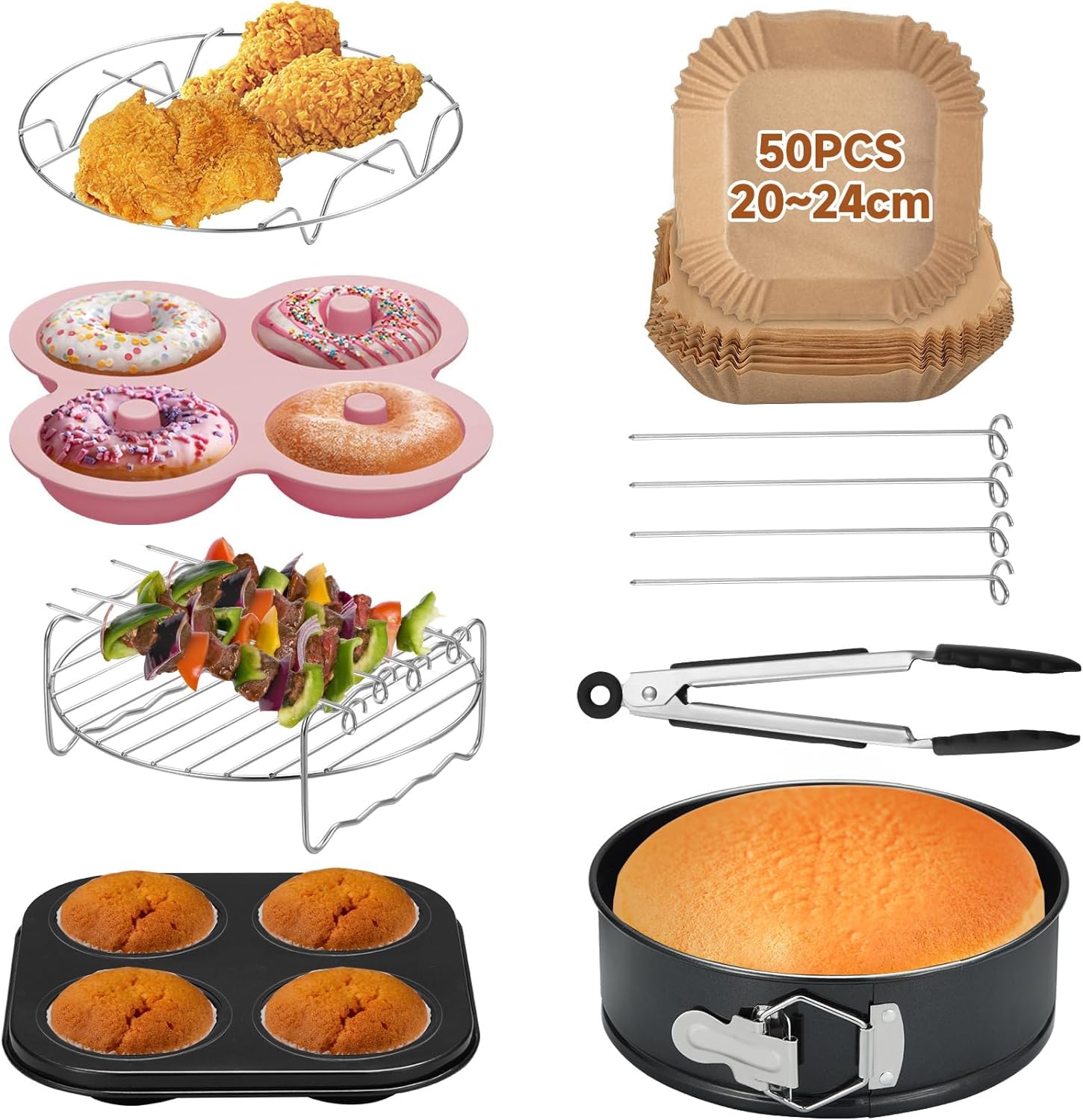 Stampo Per Ciambelle In Silicone Per Friggitrice Ad Aria - Ø21cm, Senza BPA, Per Dolci Perfetti - Foto 12