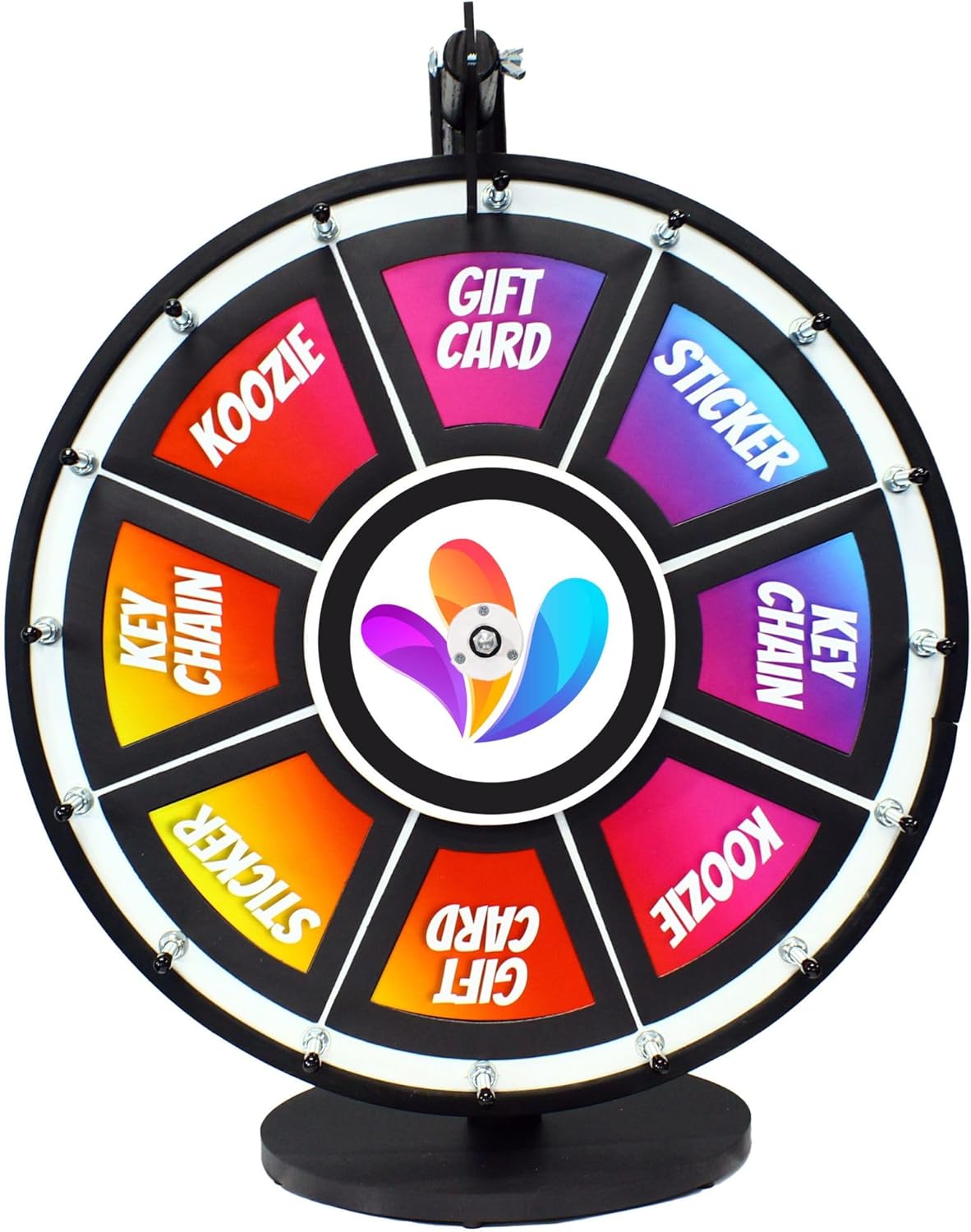 Print & Insert Your Own Prizes Dry Erase Spinning Wheel – Reusable Promotional Prize Game with Magnetic Frames for Quick-Change Inserts | Table-Stand Display Wheel Made in USA (18 Inch)