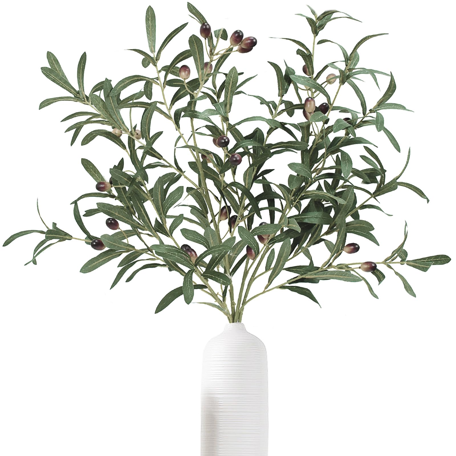 JOPY Artificial Olive Branches 39" Faux Olive Branches for Vase Faux Olive Leaf Stems for Home Wedding Decor 2PCS