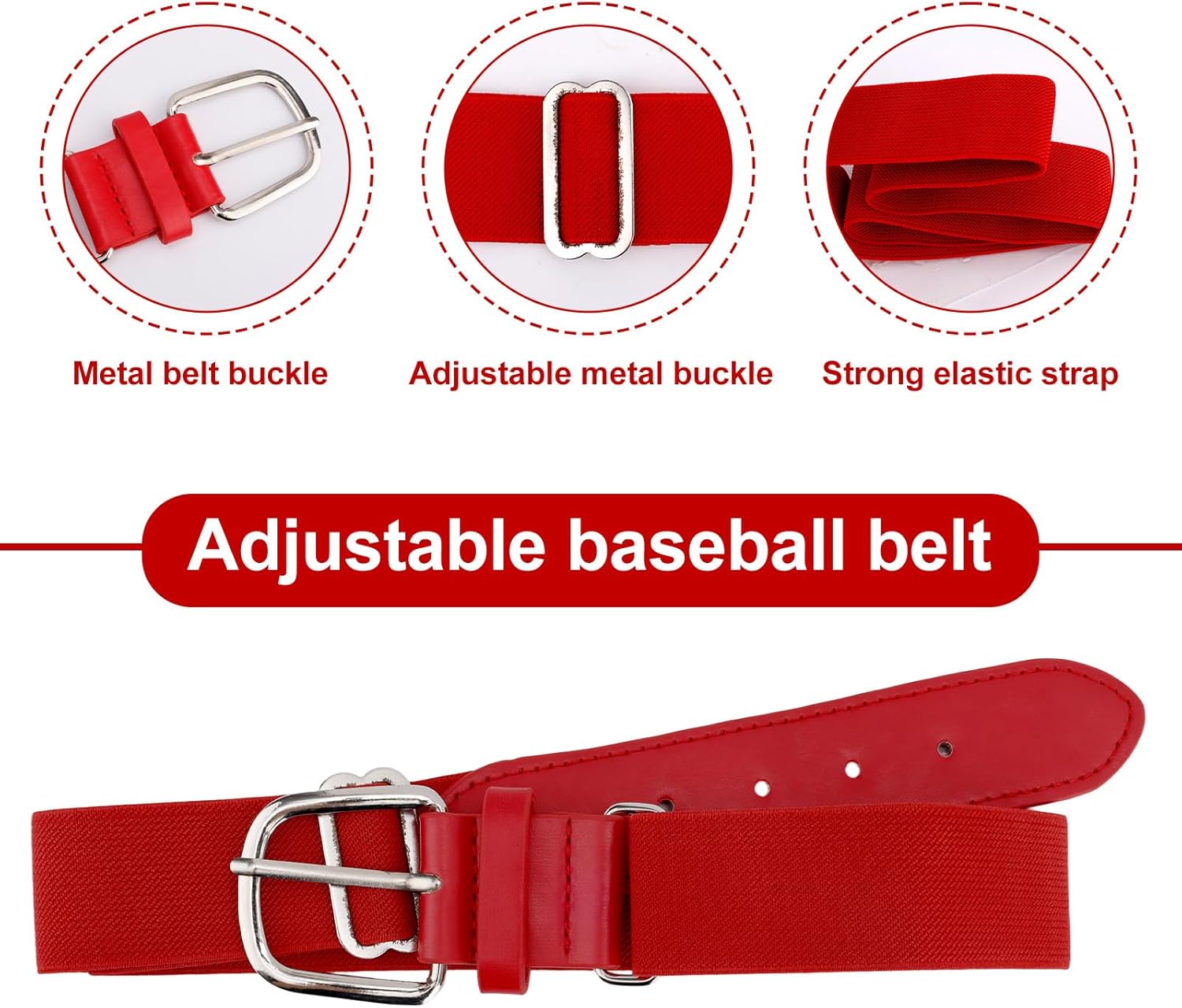 Youth Baseball Socks, Belt and Ball Set, Kids Softball Soccer Rugby Football Knee High Socks Adjustable Belt & Baseball for Boys Girls (Red, M) - Image 5