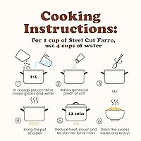 Vista 6 de Food to Live Farro orgánico de corte de acero italiano – Sin OMG, grano de trigo perlado agrietado, no irradiado, vegano, a granel. Fácil