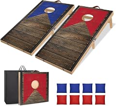 NZQXJXZ Juego de Cornhole de Madera Maciza - 120 x 55 cm Tablas de Cornhole Plegables con 8 pufs y una Bolsa de Transporte, Juegos portátiles de Lanzamiento de pufs para Adultos y Familia