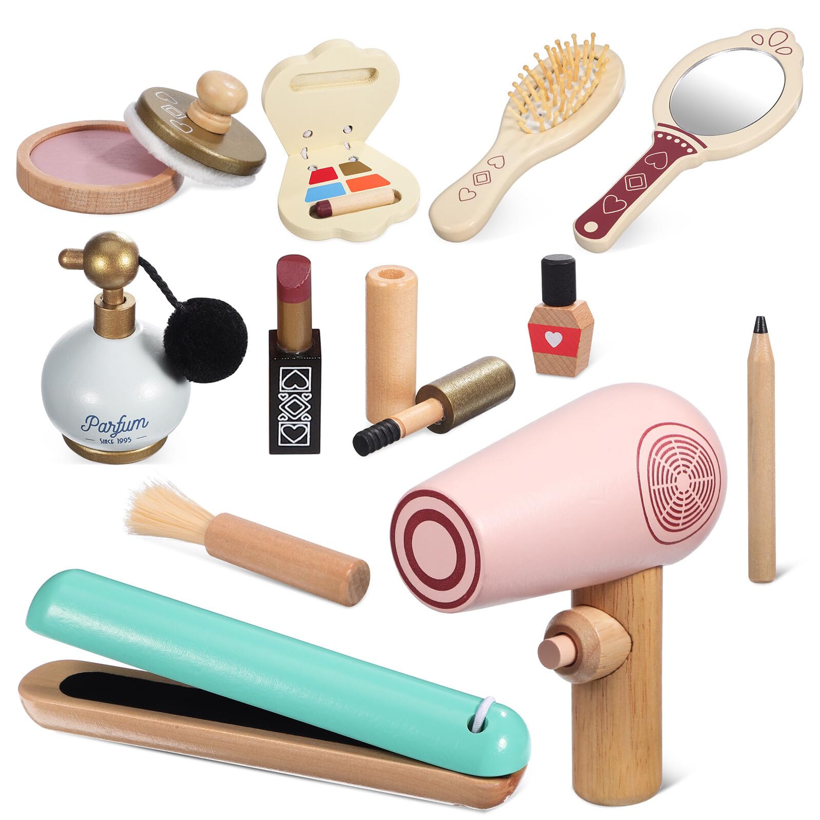 Kit Trucco in Legno per Bimbi, Cosmetici Giocattolo per Travestimenti, Decorazioni Scuola, Lavorazione Fine, Gioco Creativo per Compleanno