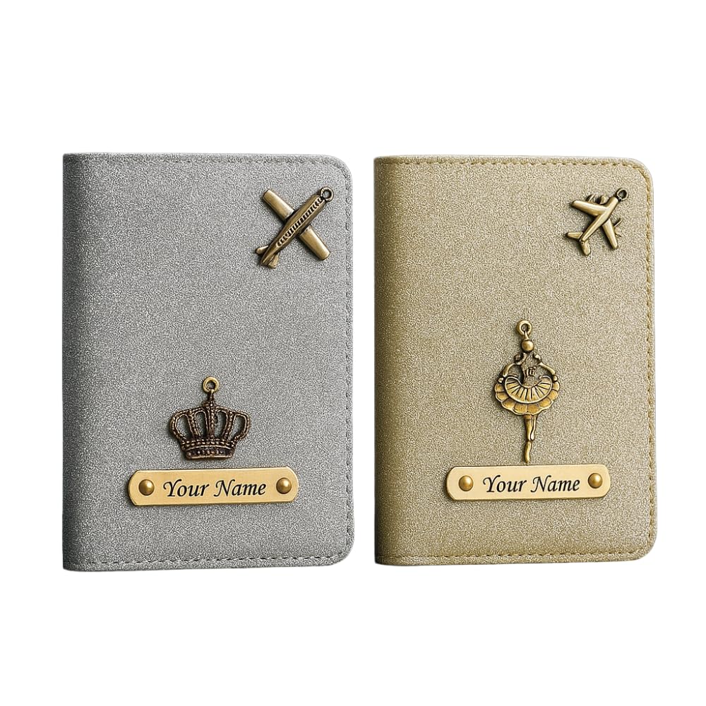 Personalised Mr & Mrs Passport Cover Combo Set with Airplane Charm, Black and Rose Gold, Customisable Name Holders (Silver & Gold)-image-40
