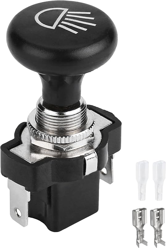 Interruptor de luz de 12 V, accesorios para automóvil, botón de interruptor de faro para carrito de golf tipo push-pull, interruptores de faros automotrices, compatible con todas las principales marcas de carritos de golf y automóviles universales, reemplace OEM # 4034