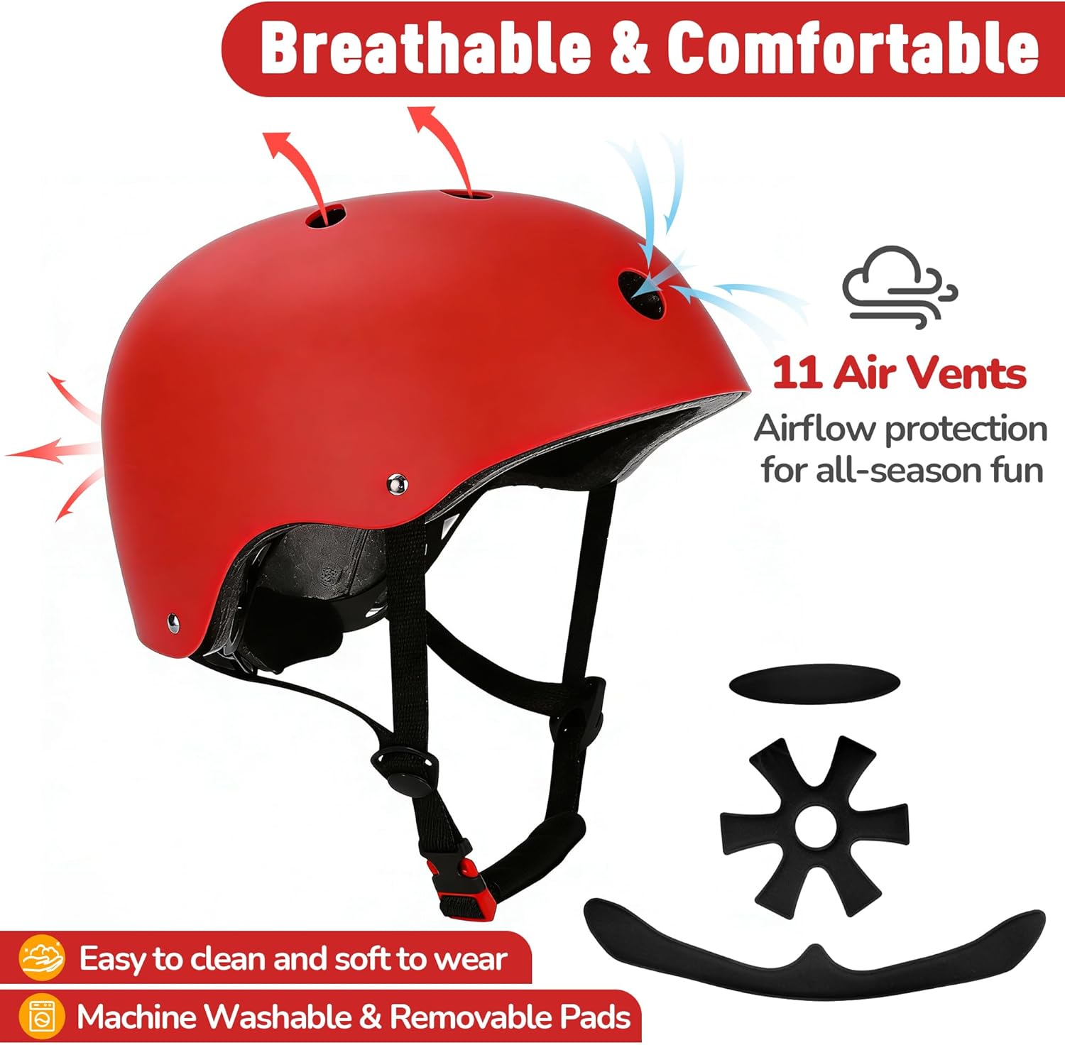 Kids Bike Helmet, Toddler Helmet for Youth Boys Girls Ages 1-3/2-4/3-5/5-8/8-14 Year Old, Adjustable Fit & Lightweight, Multi-Sport Safety for Skateboard Skating Bicycle Scooter Cycling