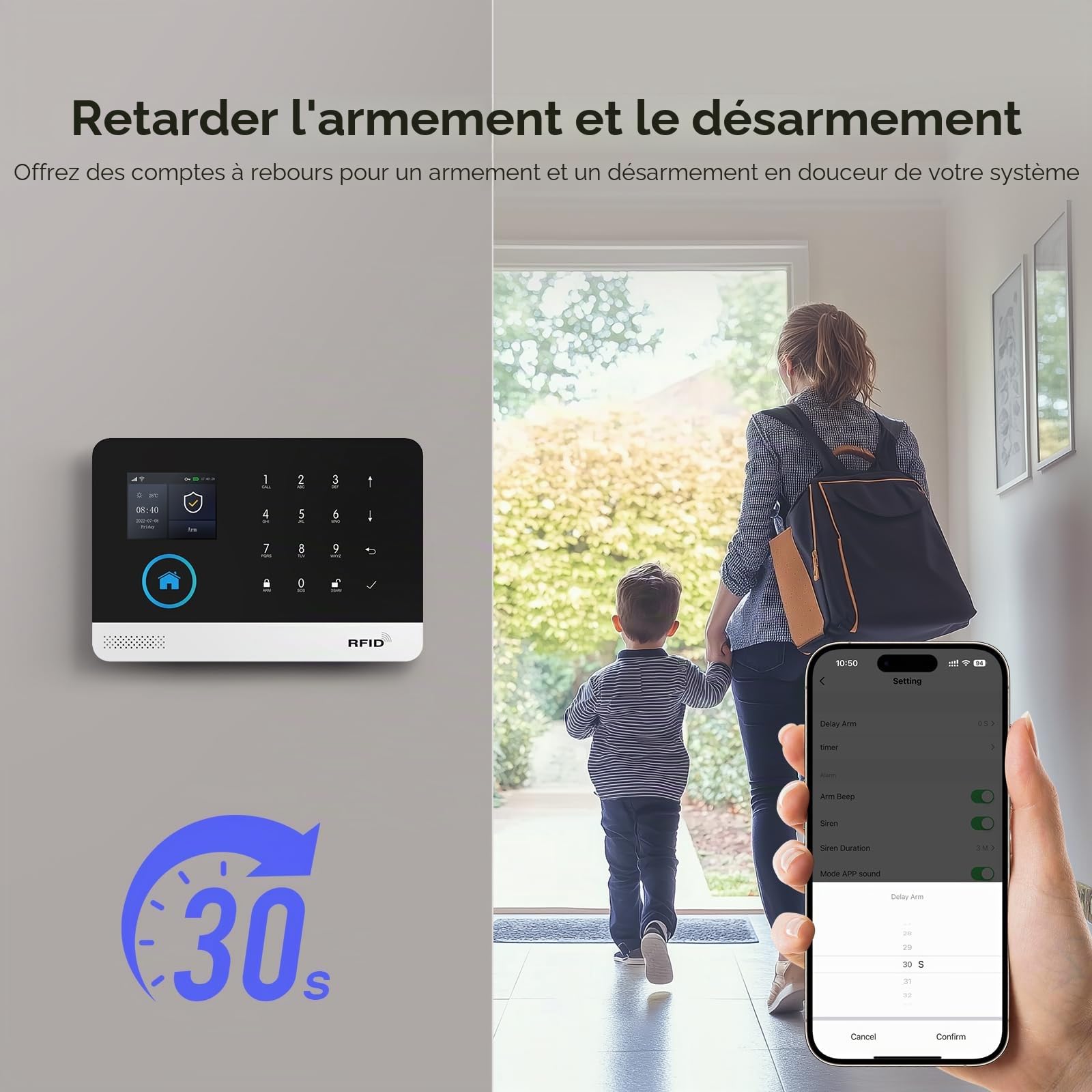GSM/WiFi Alarme Maison sans Fil avec contrôle APP, Kit 24 pièces: Capteur de Porte/Fenêtre, détecteur de Mouvement, sirène, télécommande, Compatible avec Alexa