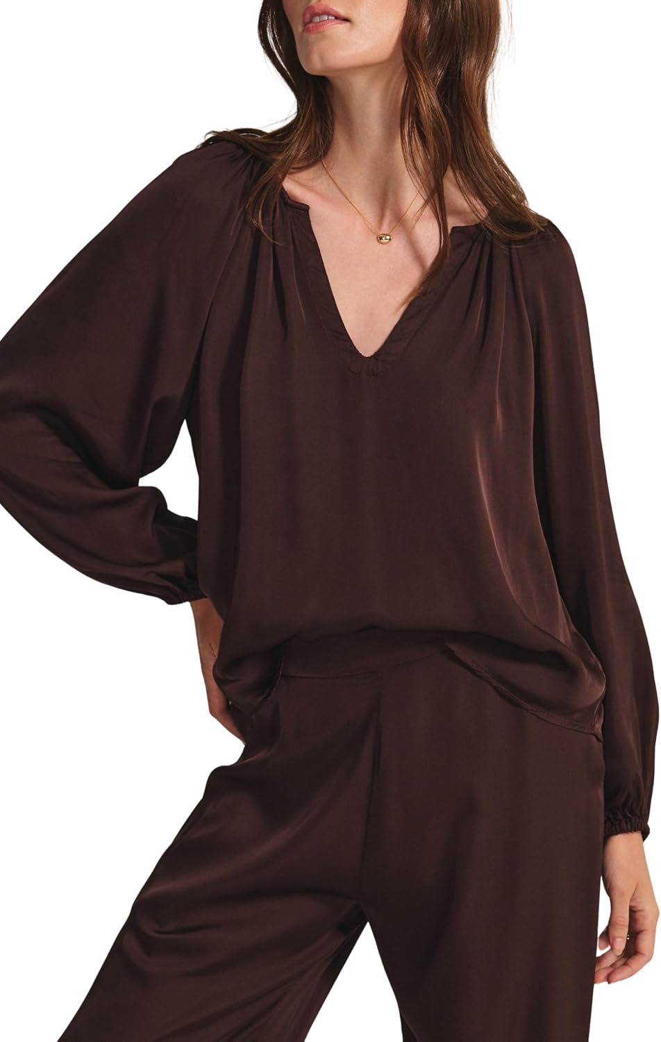 Velvet by Graham & Spencer Women's Lyla Velvet & Satin Mix Media Blouse