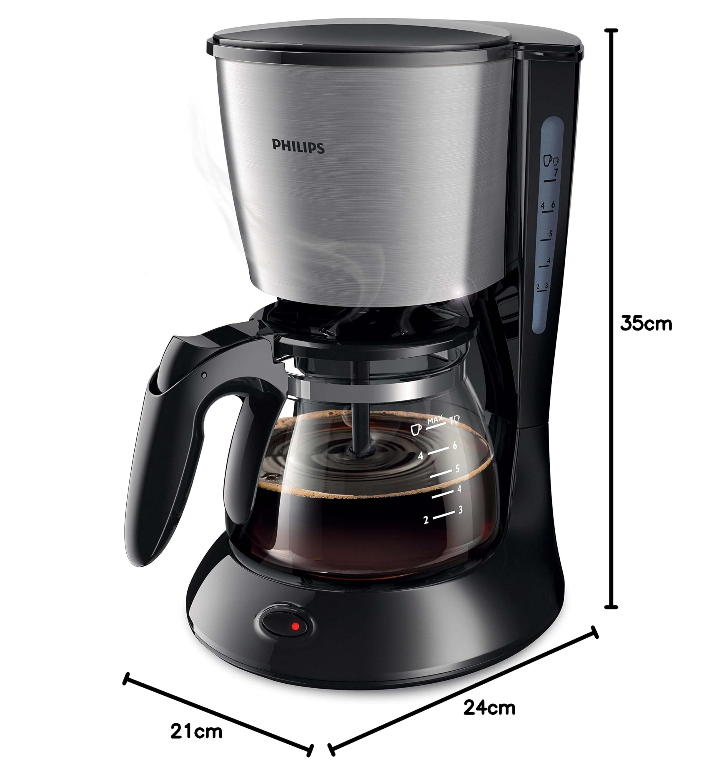 Philips HD7435/20, Macchina del caffè in metallo Daily Mini, 600 W, Aroma Swirl, Nero