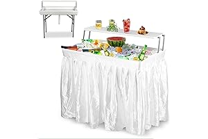 4 Ft Foldable Cooler Table with Drain and Two-Tier Ice Bin